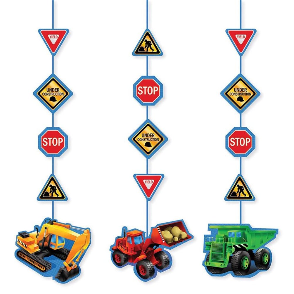 3-Piece "Under Construction" Hanging Birthday Party Decorations